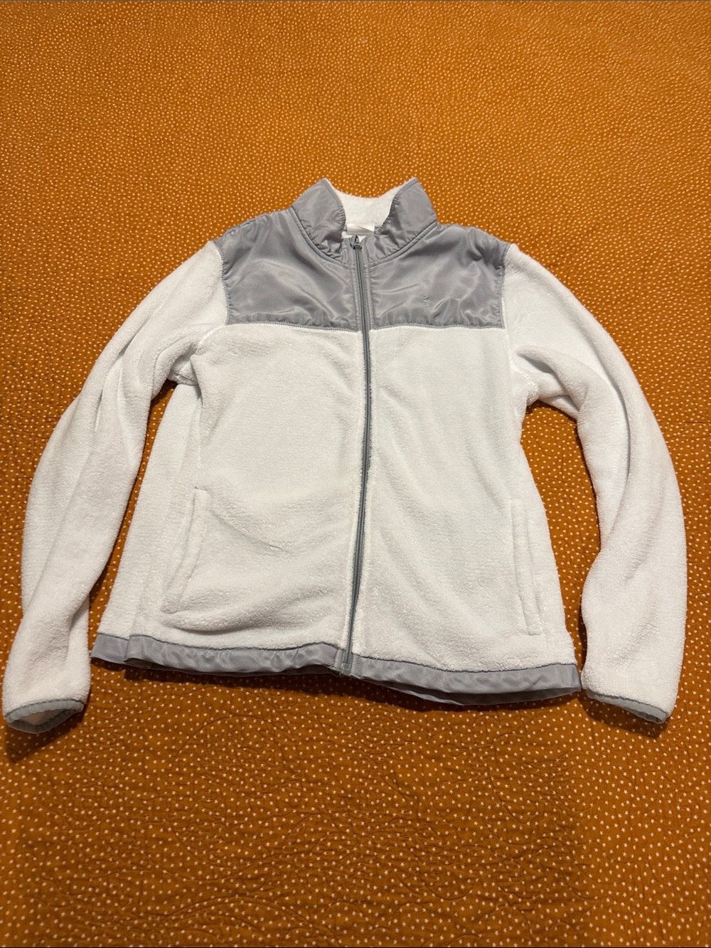 Danskin Now Cream and Light Gray Plush Fleece Jacket